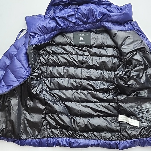 Zara Woman Down Puffer Jacket Electric Purple Roll Up Hood Size Large - Picture 11 of 16